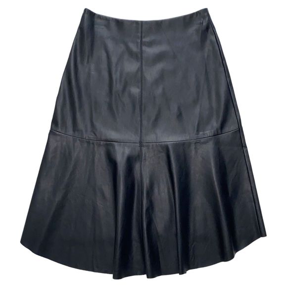 Womens Habitual Skirt Jayda Faux Leather Black Knee Length High Low Skirt Size 2 - Picture 6 of 8